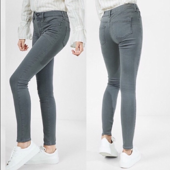 Express Denim - Express Gray Mid Rise Stretch + Jean Leggings